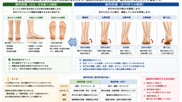 立位での静的評価と歩行時の動的評価の違い